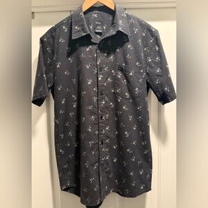 RVCA Ligig Slim Fit Floral Short Sleeve Button-Up Shirt Men’s Medium